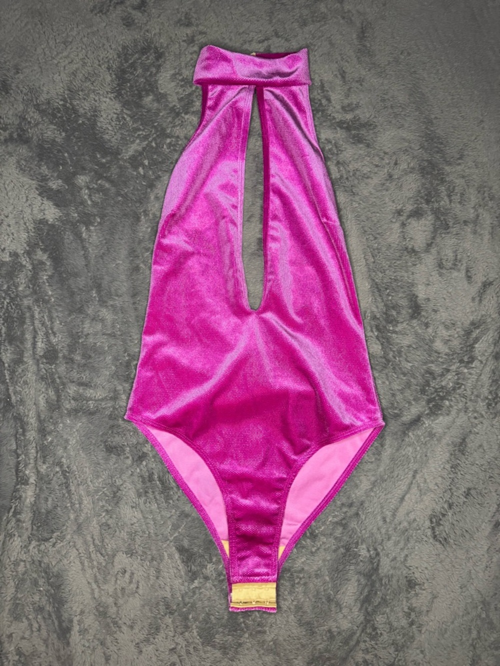 Forplay Hot Pink Halter One-Piece Bodysuit with Front Keyhole